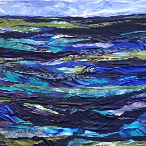 Fabric Artwork by Pam Collins titled Just Keep Swimming